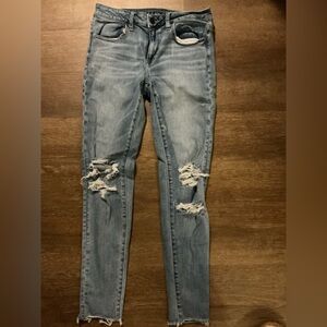American Eagle Outfitters Ripped Blue Skinny Jeans